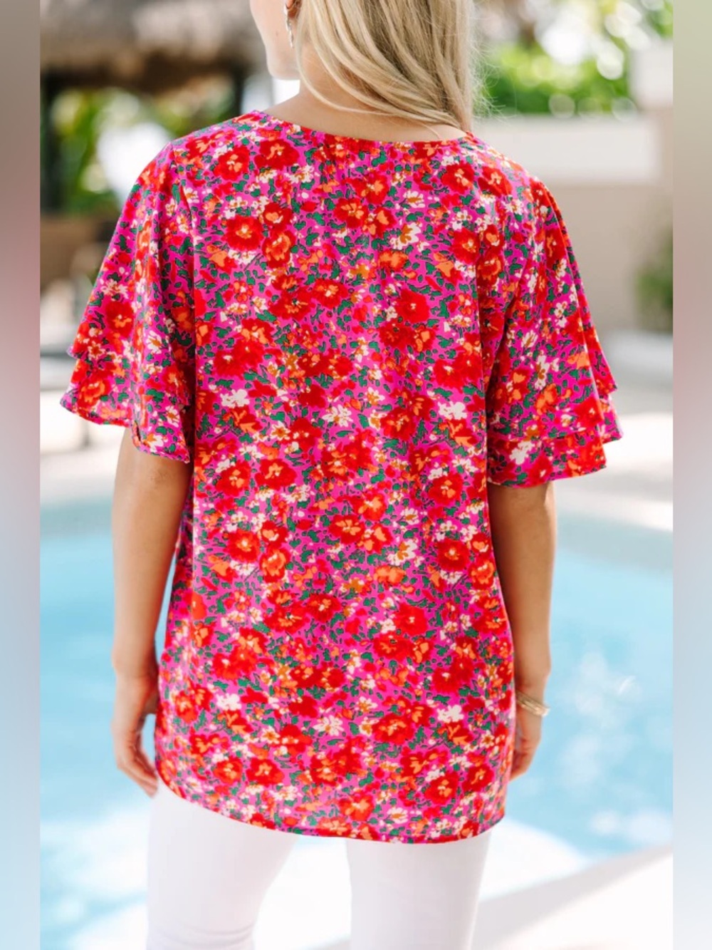 Shop the Mint New Levels Fuchsia Pink Ditsy Floral Summer Blouse
